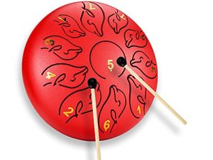 6 Inch 11 Note Steel Tongue Drum Percussion Instrument Hand Pan Drum with Drum Mallets Carry Bag