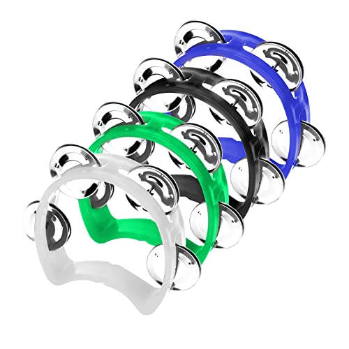 SAVITA 4 Colors Percussion Tambourine Plastic Mini Half Moon Adults Tambourine Jingle Bell Musical Toys Musical Rhythm Instruments for Boys Girls Kindergarten Party Family Gatherings SAVITA 4 Colors Percussion Tambourine Plastic Mini Half Moon Adults Tambourine Jingle Bell Musical Toys Musical Rhythm Instruments for Boys Girls Kindergarten Party Family Gatherings