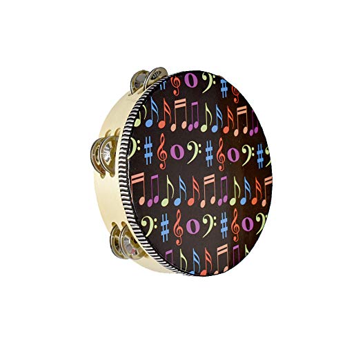 ENNBOM Tambourine Hand Bell Double Row Jingles Music Persuccion Church (8 Inch ENNBOM Tambourine Hand Bell Double Row Jingles Music Persuccion Church (8 Inch