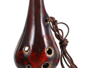 Vaguelly 6 Hole Ocarina Alto C Ceramic Ocarina Musical Instrument Gift for Beginner Kids Adults with Neck- strap Wind Instrument Random Color
