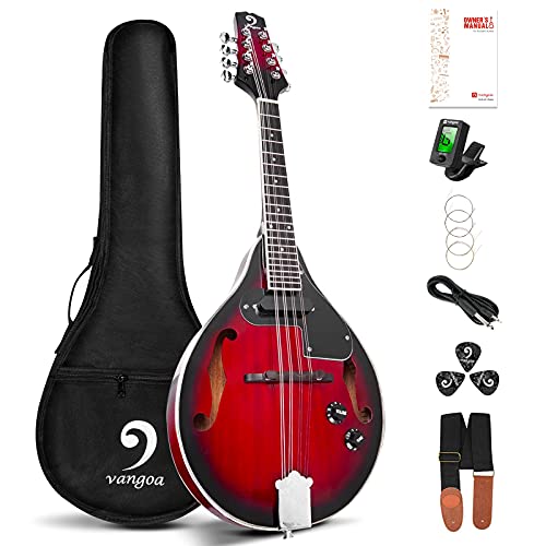 Mandolin A Style Acoustic Electric Mandolins Instrument Vintage Red Sunburst Mahogany Wood for Beginner Adults Mandolin A Style Acoustic Electric Mandolins Instrument Vintage Red Sunburst Mahogany Wood for Beginner Adults