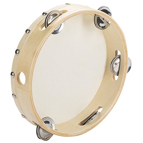 Tosnail 8" Wood Handheld Tambourine - Single Row 5 Pairs Jingles Tosnail 8" Wood Handheld Tambourine - Single Row 5 Pairs Jingles