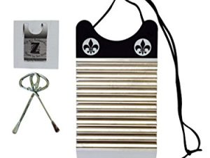 Washboard Zydeco Frottoir ScrubBoard Percussion Miniature 6 inches wide by 11 inches long Instrument Free Scratchers Handmade Louisiana Black & White Tee Don Board Key of Z Rubboards