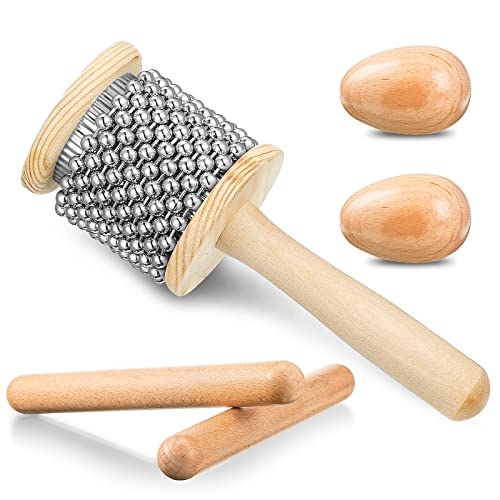5 Pcs Wooden Hand Percussion Instrument Set Mini Wooden Cabasa with Stainless Steel Breads Musical Latin Percussion Instrument Classical Wood Claves Rhythm Sticks Egg Shakers for Adult Toddler and Kid 5 Pcs Wooden Hand Percussion Instrument Set Mini Wooden Cabasa with Stainless Steel Breads Musical Latin Percussion Instrument Classical Wood Claves Rhythm Sticks Egg Shakers for Adult Toddler and Kid
