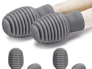 4 Pieces Drum Mute Drum Dampener Silicone Drumstick Silent Practice Tips Percussion Accessory Mute Replacement Musical Instruments Accessory (Grey)