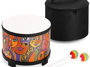 Tosnail 8 Inch Floor Tom Drum with Storage Bag and Mallets for Kids