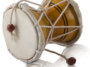 Handmade Wooden & Leather Classical Indian Folk Dumroo Damroo Damaru Hand Drum Set Percussion Decorative Collectible Showpiece World Musical Instruments (Yellow)