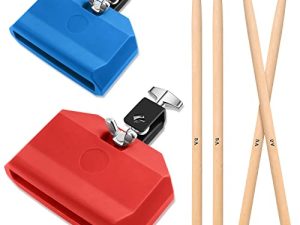 6 Pieces Drum Jam Block Musical Percussion Block with Maple Drum Sticks 5A Adjustable Mount Bracket Plastic Percussion Instruments Block for Latin Drum