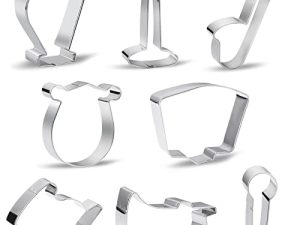 Musical Instrument Cookie Cutters 8-Piece Music Cookie Cutter Set with Stage Microphone