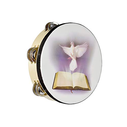 ENNBOM Tambourine Hand Bell Double Row Jingles Music Persuccion Church (8 Inch ENNBOM Tambourine Hand Bell Double Row Jingles Music Persuccion Church (8 Inch