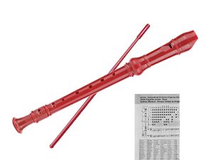ENGIEGEE 8-Hole Soprano Descant Recorder Kids Music Flute with Cleaning Rod & Case Bag For School Student Home Entertainment Red
