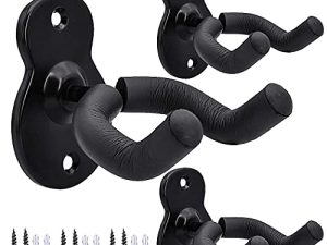 Guitar Wall Mount Wall Hanger 3 Pack Hook Black Metal Guitar Holder for Acoustic Electric Bass Guitar Ukulele Banjo mandolin