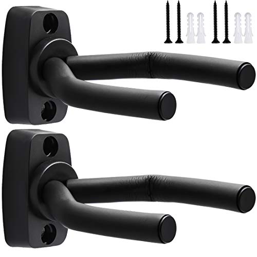 Guitar Wall Mount Hanger 2 Pack hook Holder Stand Black for Acoustic Electric Bass Guitars Ukulele and More Instruments Guitar Wall Mount Hanger 2 Pack hook Holder Stand Black for Acoustic Electric Bass Guitars Ukulele and More Instruments