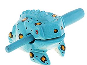 3.5" Wooden Frog Guiro Rasp Instrument - Percussion Musical Tone Block Craft (Blue)