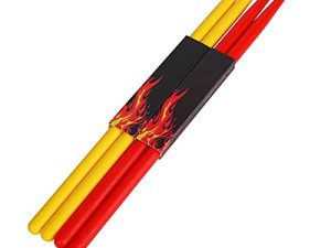 2 Pairs 5A Nylon Drumsticks for Adults Kids Light Durable Plastic Drum Sticks Set with Non-Slip Handles Professional Musical Instrument Percussion Accessories (Red & Yellow)