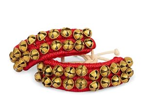 Art Of Creation Kathak Dancing Ghungroo 2 Line Anklet Pair 20 + 20 Bell Indian Classical Dancers Musical Instrument Bharatnatayam Ghungru (Red)