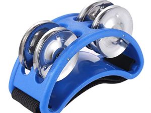 Foot Tambourine For Guitar Percussion Musical Instrument with Metal Jingle Bell for Drum Accessory Instrument (Blue)