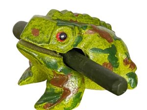 Cozinest 3" Wooden Frog Guiro Rasp Percussion Instruments Tone Block Thailand Craft Wood Frog Musical Instrument Adorable Gift (Green Army)