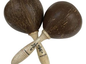 Large Coconut Single Maracas Shaker Pair (2) - Rhythm musical instrument rattle by World Percussion USA - Natural finish