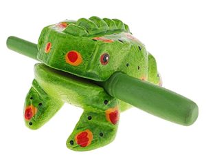 3.5" Wooden Frog Guiro Rasp Instrument - Percussion Musical Tone Block Craft (Painted Green)