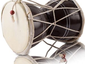 Handmade Wooden & Leather Classical Indian Folk Dumroo Damroo Damaru Hand Drum Set Percussion Decorative Collectible Showpiece World Musical Instruments (Brown)