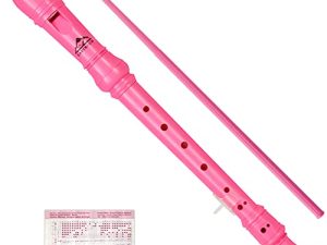 Eastrock Recorder Instrument German Style Soprano Recorder Pink 3 Pieces for Beginners with Cleaning Rod