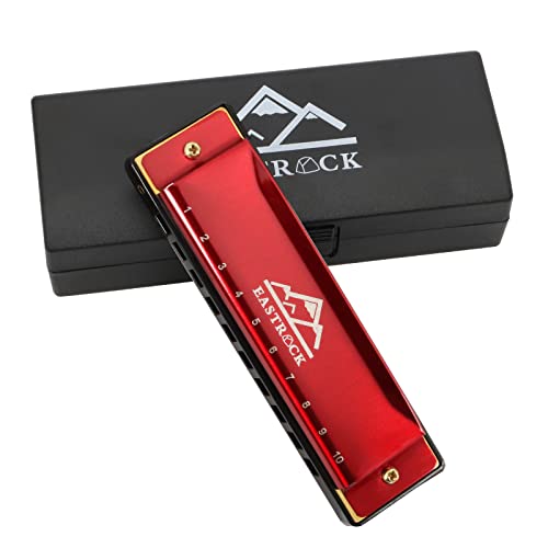 EastRock Blues Harmonica 10 Hole C Key with Case EastRock Blues Harmonica 10 Hole C Key with Case