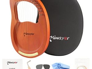 Miwayer Lyre Harp 16 Strings Musical Instrument Solid Mahogany Body Harp Professional Stringed Instrument with Accessories and Bag (Wood 16 Strings Harp)