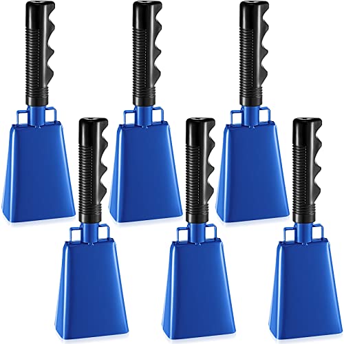 6 Pack Blue Cow Bell Noise Makers with Handles 6 Pack Blue Cow Bell Noise Makers with Handles