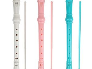 Soprano Recorder Descant Flauta Recorder 8 Hole ABS Clarinet German Style Treble flute C Key for Kids Children With Fingering Chart Instructions with Cleaning Rod Bag 3 pack