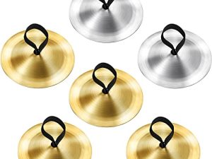 Boao 6 Pieces Finger Cymbals Belly Dancing Finger Dance Finger Zills Dance Finger Musical Instrument for Dancer Party (Brass