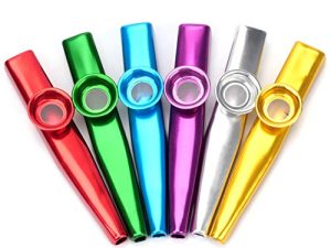 6 Colors Kazoo Musical Instruments Aluminum Alloy Kazoo Sets with 6 Membrane Harmonica Musical Accompaniment for Guitar