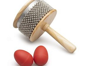 SPLENDIDMODE Cabasa Instrument – Professional Standard Size for Latin Afuche Hand Percussion Music - Metal Steel Bead Balls and Wooden Cylinder