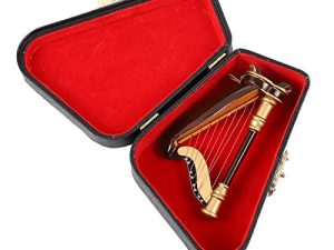 MILISTEN Miniature Harp Model Wooden Harp Instrument Dollhouse Musical Instrument Mini Harp with Storage Box for Children Harp lovers