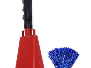Steel Cowbell with Handle 7 Inch Noise Makers Cheering Bell Cow bells for Football Sporting Events Classroom Wedding School Bells Alarm Percussion Musical Instrument with cheerleading hand flower Red