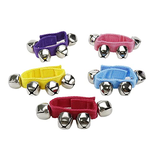 Geesatis 5 Pcs Hand Band Wrist Bells Musical Jingle Bells Instrument Percussion Rhythm for Kids Education Geesatis 5 Pcs Hand Band Wrist Bells Musical Jingle Bells Instrument Percussion Rhythm for Kids Education