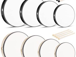 Konohan 8 Pieces Kids Hand Drums Wooden Frame Drum with Drum Stick