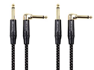 Cable Matters 2-Pack 1/4 Inch TS Straight to Right Angle Guitar Cable 6 ft