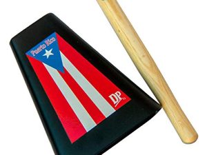 DP Music Puerto Rico Flag 8 Inch Metal Cow Bell Noise Maker with Beater and Bag - Cowbell for Sporting