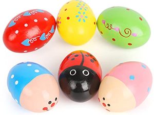 SallyFashion Wooden Percussion Musical Egg Maracas Egg Shakers