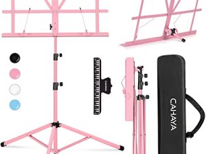 CAHAYA Sheet Music Stand Folding Music Stand Portable with Carrying Bag for Books Notes Pink CY0204-1