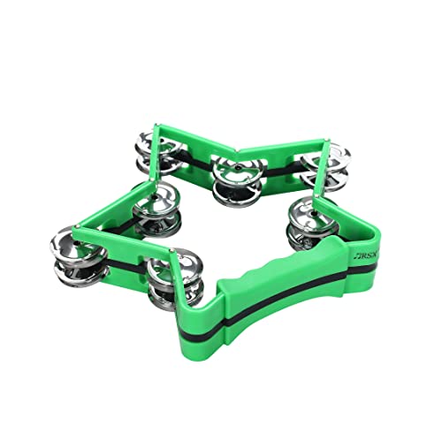 Star Shaped Tambourine Pentagram Percussion Tambourines Hand Tambourine for Adults 9.8"x9" Double Row Jingles Metal Jingles Handheld Shaker Musical Rhythm Instrument (Green) Star Shaped Tambourine Pentagram Percussion Tambourines Hand Tambourine for Adults 9.8"x9" Double Row Jingles Metal Jingles Handheld Shaker Musical Rhythm Instrument (Green)