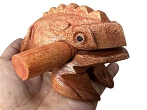 NUTTA - 5 Inches Wooden Frog Guiro Rasp Musical Instrument Wood Percussion Desk Scraping Frog with Frog Sound Funny Instruments Nature Wood Toy Music Home Garden Decoration