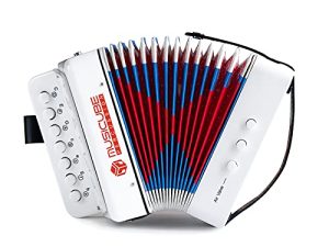 MUSICUBE Kids Accordion Instrument Toys 10 Keys Button Small Accordion for Boys & Girls Educational Musical Instrument Toys Christmas Gift Choice (WHITE)