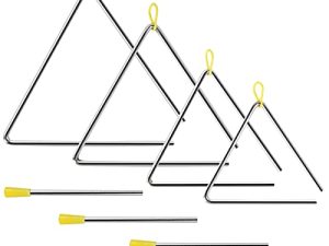 EASTROCK Triangle Instrument 4 Packs 7 8 9 10 Inch Percussion Instrument Set Hand Percussion Triangles with Striker