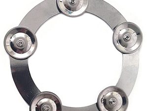 TUOREN 6" Stainless Steel Cymbals Ching Ring Mountable Hi-Hat Stand Tambourine for Jazz Drum Set Drum Kit with 5 Steel Jingles
