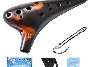Ocarina 12 Hole Alto C Straw Smoked Ceramic Ocarinas