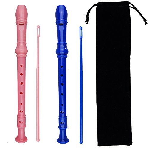Kasteco 2 Pack German Style 8 Hole-3 Piece Descant Soprano Recorders with Cleaning Rod Kasteco 2 Pack German Style 8 Hole-3 Piece Descant Soprano Recorders with Cleaning Rod