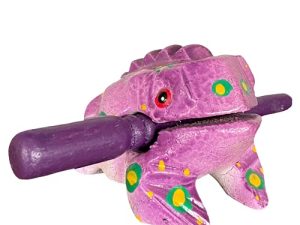 Cozinest 3" Wooden Frog Guiro Rasp Percussion Instruments Tone Block Thailand Craft Wood Frog Musical Instrument Adorable Gift (Purple Dots)