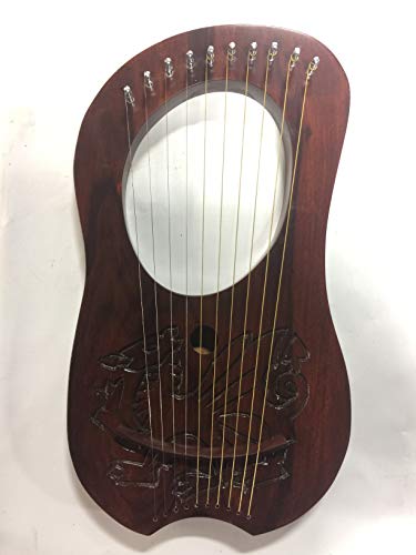 10 Strings Lyre Harp Musical Instrument Dragon Carved 10 Strings Lyre Harp Musical Instrument Dragon Carved